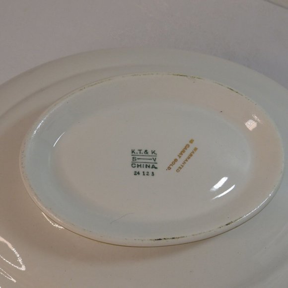 Vintage Ceramic Serving Bowl w/Lid & Gravy Boat Dish Bowl  K T & K Gold Trim - Picture 16 of 16